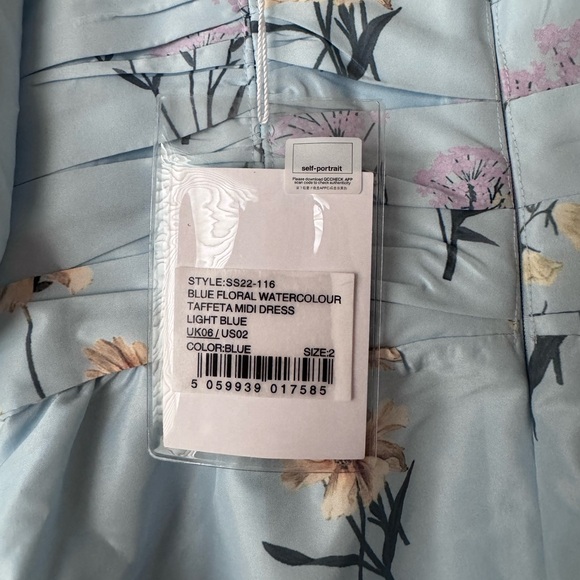 Self-Portrait Taffeta Watercolor Floral Dress - Picture 3 of 4